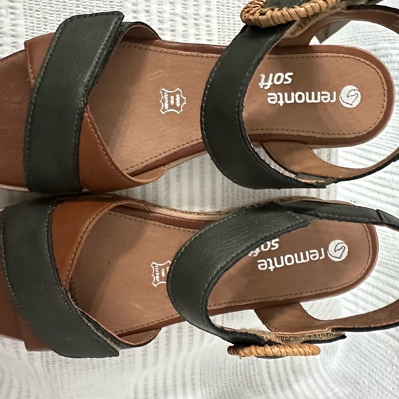 Remonte Brown and Dark charcoal Gray Sandals with Low Wedge Heel - Picture 7 of 13